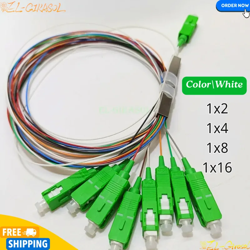 High Quality 10 PCS/Lot 1X2 1X4 1X8 1X16 PLC SC/APC SM Single Mode 0.9mm G657A1 1m FTTH Fiber Optic Splitter