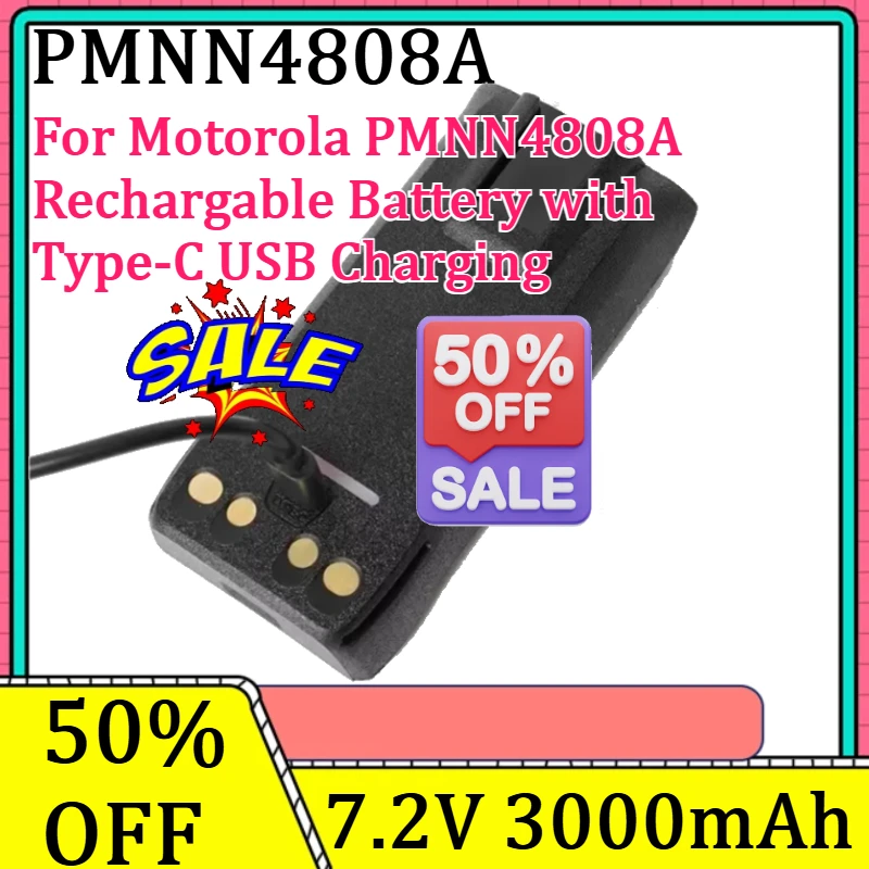 

For Motorola R7 Way Radio Battery NEW 7.2V 3000mAh For Motorola PMNN4808A Rechargable Battery with Type-C USB Charging