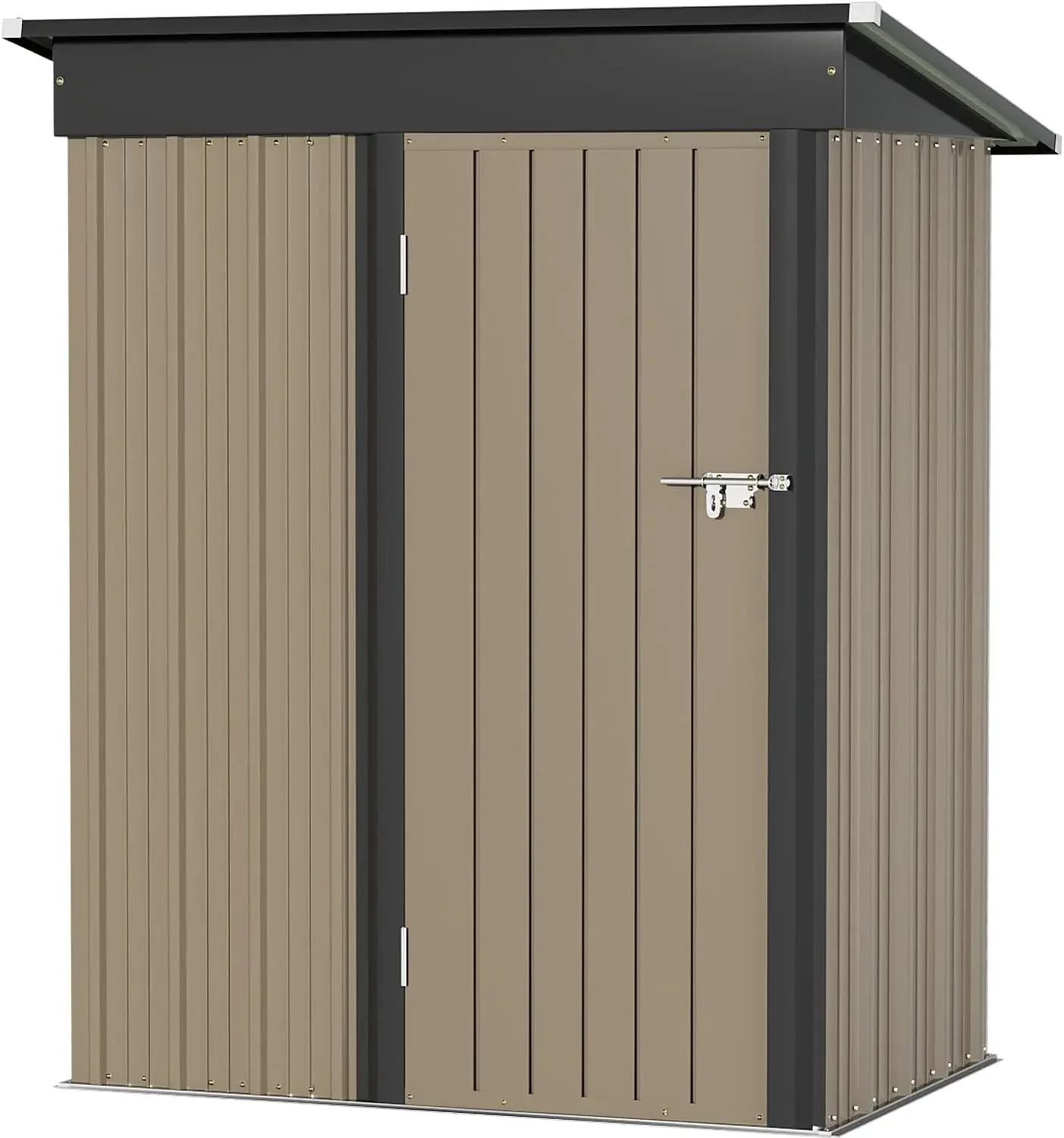 

Storage Shed Outdoor Garden Shelter Brown Steel Utility Tool Shed Storage House With Door & Lock Prefabricated Warehouse Sheds