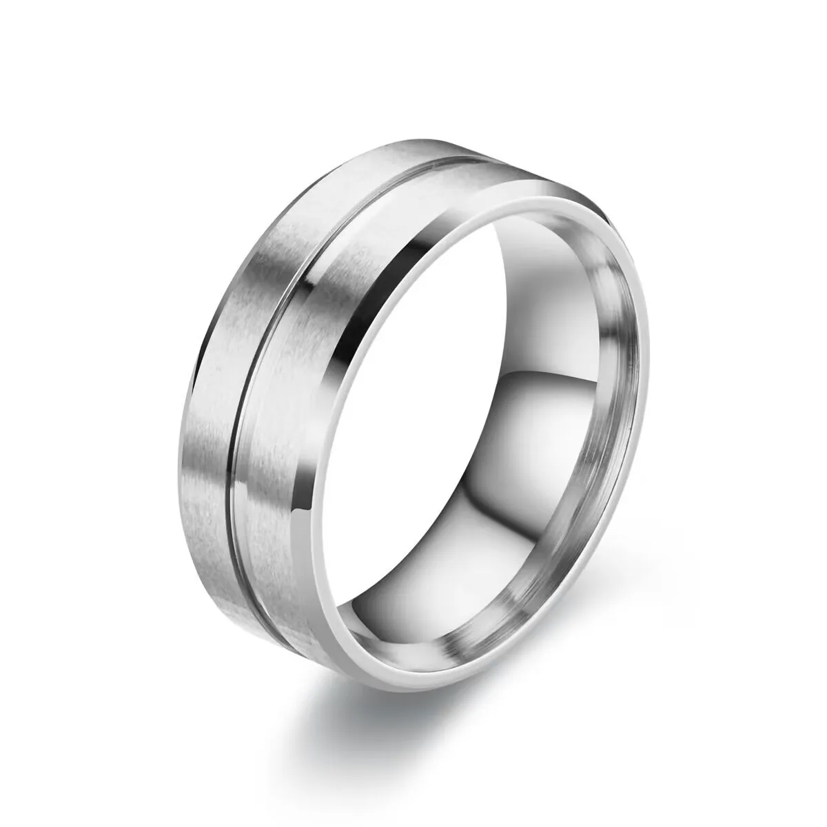 8MM Titanstahlring für Herren, schlichte Edelstahlringe, trendige Regenbogen-Rillenringe, Party-Schmuck, Accessoires, Geschenke – Detail 2