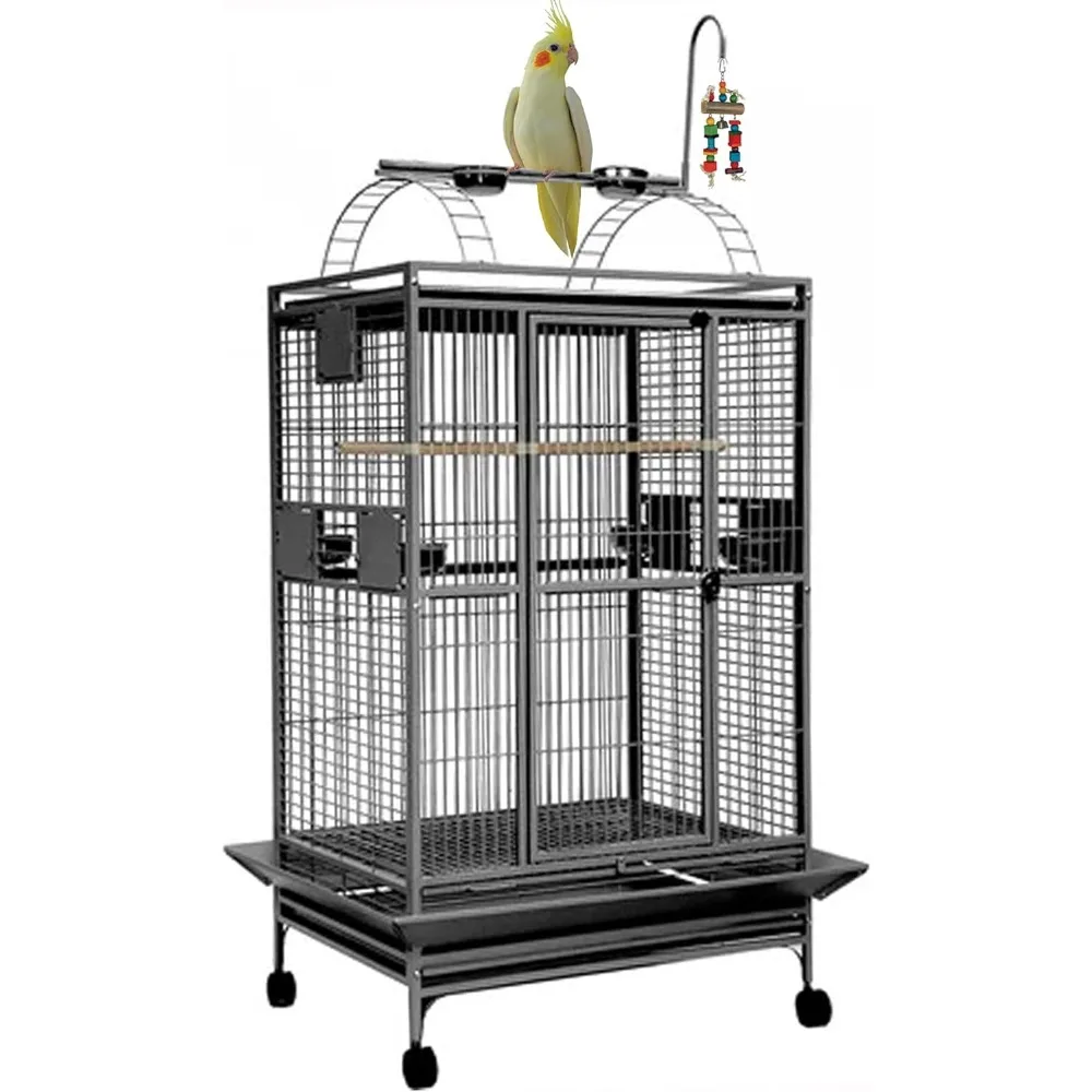 

Extra Large Deluxe and Durable Wrought Iron Play Top Double Metal Walk Ladder Perch Stand Bird Parrot Macaw Cockatoo Bird Rollin