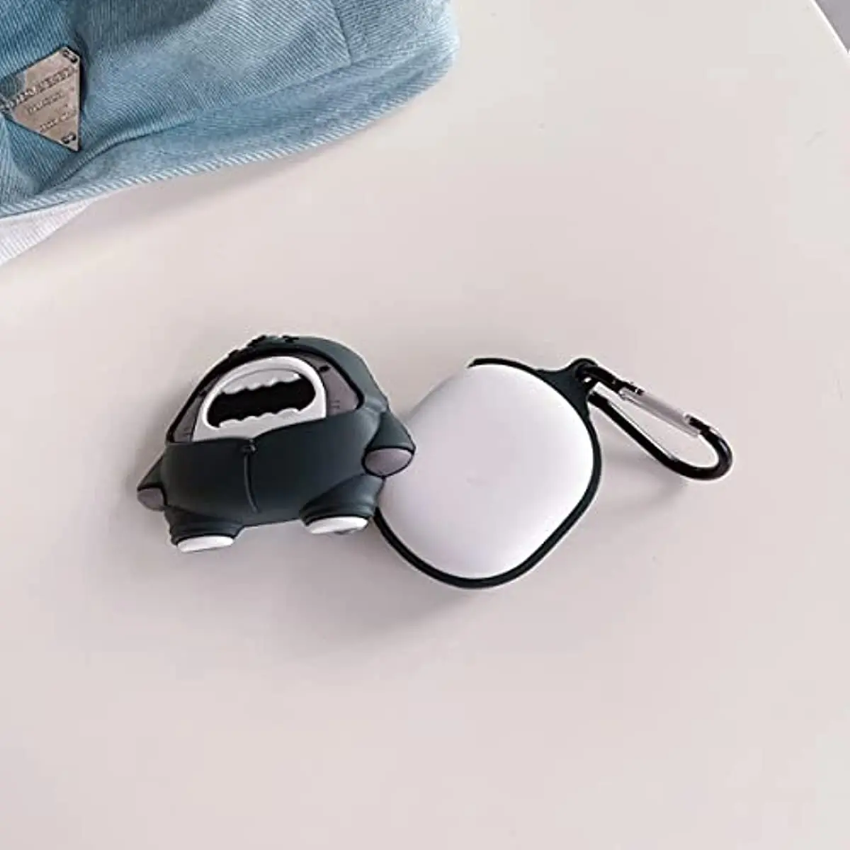 3D Cute Cartoon Hoodies Balck White Shark Silicone Wireless Headset Protector Case for Xiaomi Redmi Buds 4 lite with Hook image 4