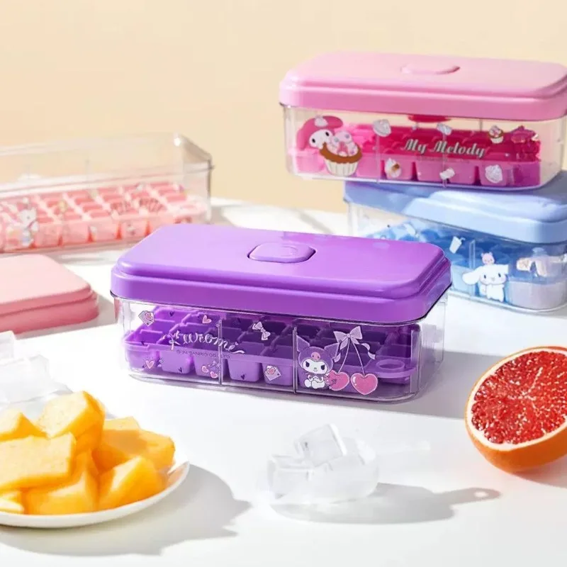 Kuromi Kitchen Ice Tray Ice Making Tool Hello Kitty Ice Cube Mold with Cover for Homemade Cold Drink Ice Cube Mold