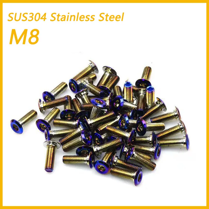 M8 Hex Socket Cap Head Screws SUS304 Stainless Steel Burning Blue Plated Allen Key Bolts M8X16MM M8X25MM M8X30MM Bolt Screw LS04