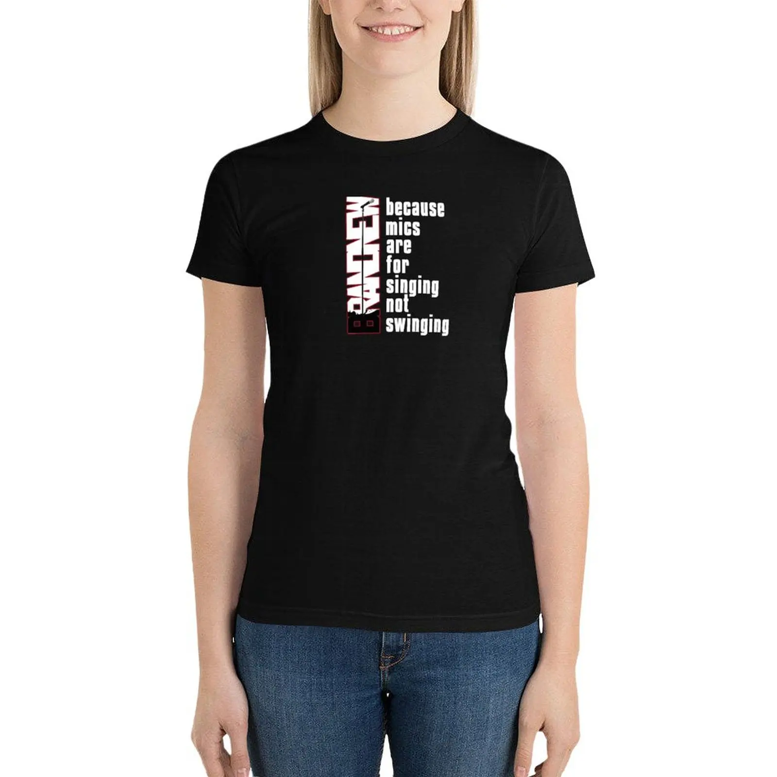 Mics Are For Singing Not Swinging T-Shirt female summer tops tops for Women