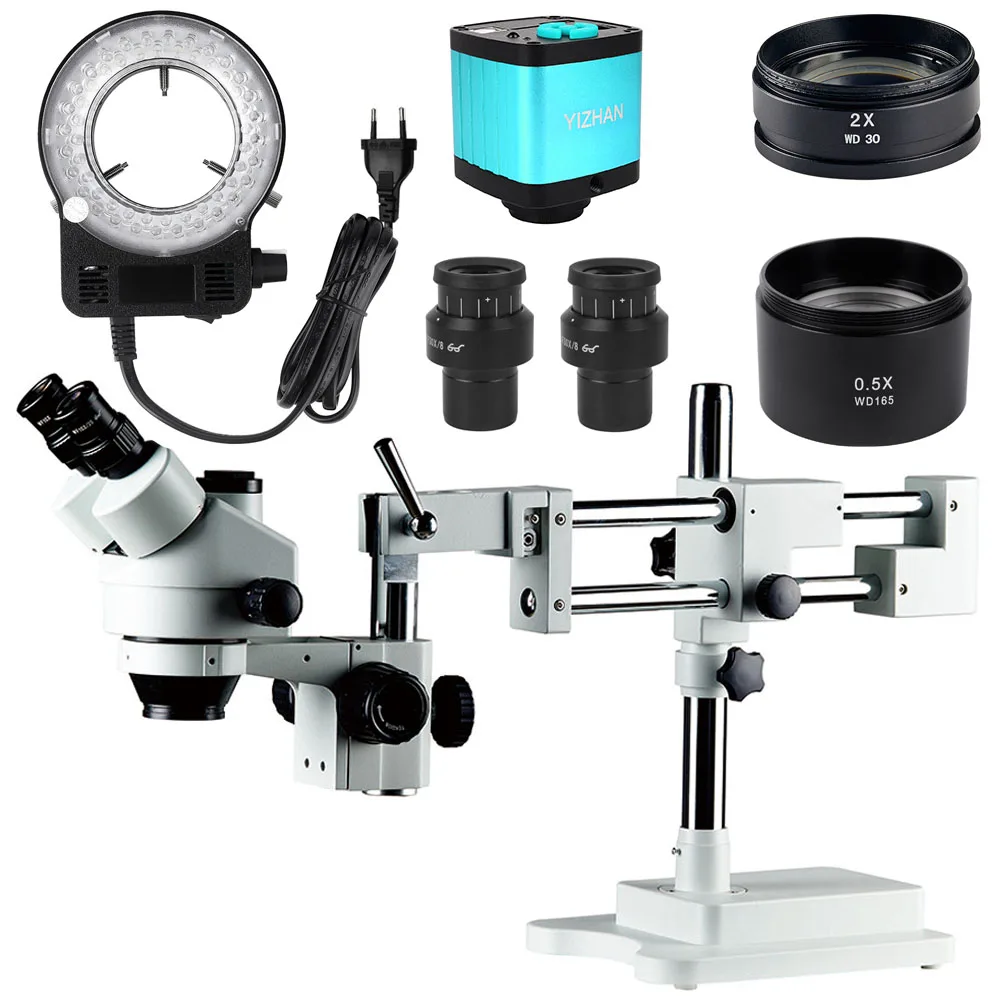 3.5X-270X Repair Digital Camera Video Trinocular Microscope Optical Glass Lens Wide-Angle Monitor Welding Continuous Focus