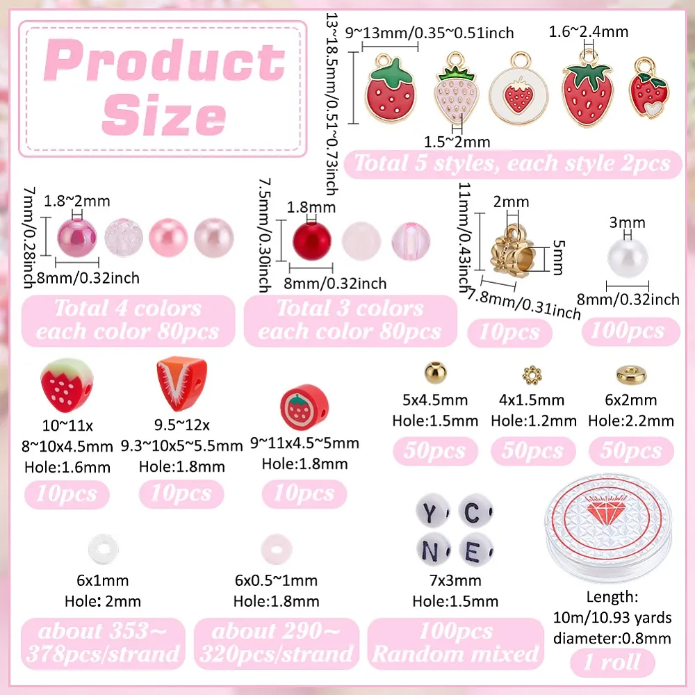 

DIY Jewelry Making Findings Kits including Acrylic CCB Plasic Polymer Clay Beads Alloy Enamel Pendant and Elastic Thread