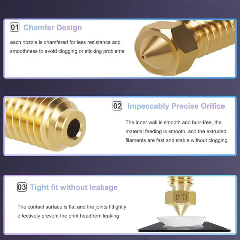 ABSE-10PCS 0.4Mm Brass Nozzles For Kobra3, Extruder Hotend Nozzle Kit With Cleaning Needle, Tweezers & Wrench
