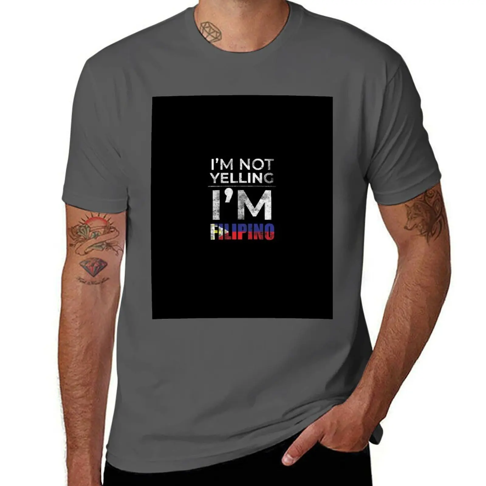 

Футболка I'm Not Yelling I'm Filipino, футболка с индивидуальным принтом, мужские роскошные футболки для мужчин, белая футболка