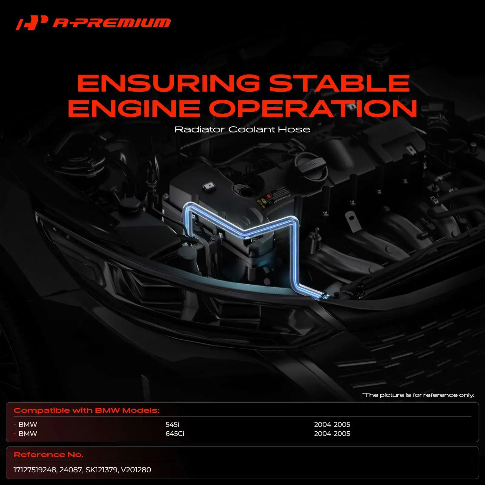 A-Premium Upper Radiator Hose for BMW 545i 645Ci 2004-2005