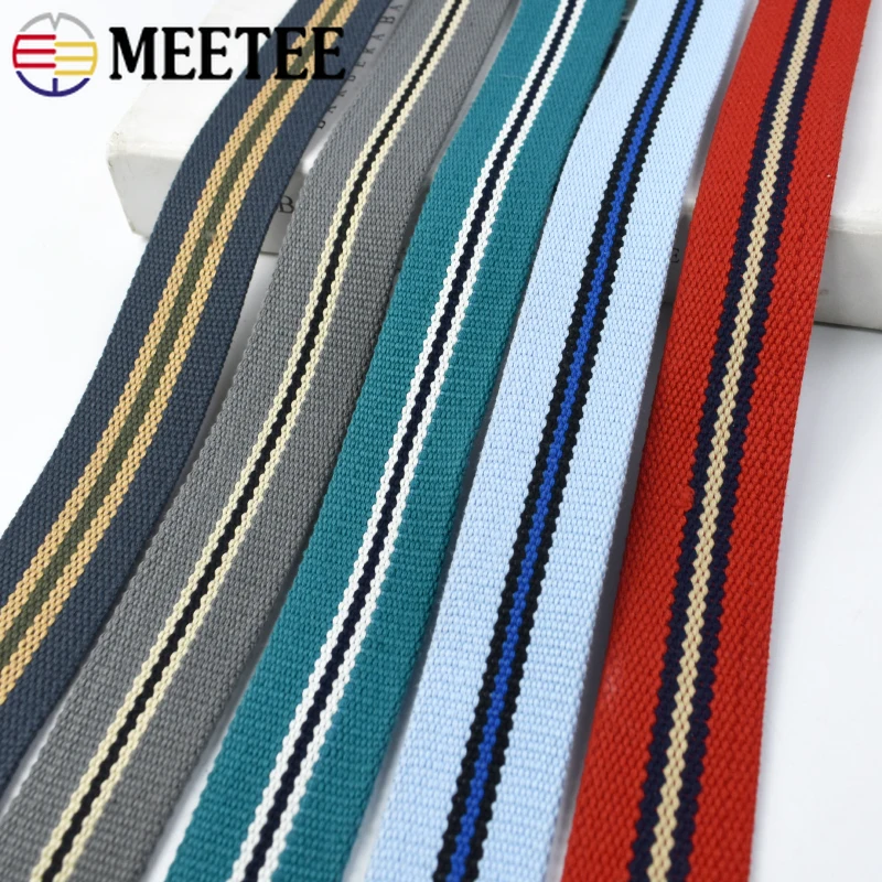 2Meters Meetee 38mm Cotton Webbing Tape Stripe Canvas Ribbon Belt Shoulder Bags Strap Clothing Pet Band Sewing Craft Accessories