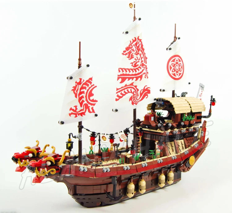 2363pcs Shinobi Destiny\'s Bounty 3 Modular Levels Wu’s Flying Ship Dragon 10723 Building Block Toys Compatible With Model