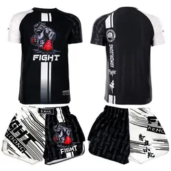 Fight Shorts MMA T-Shirt Strój sportowy Siłownia Fitness Muay Thai Boks Klatka Kostium treningowy Sanda Sztuki walki Kickboxing Tops Spodnie