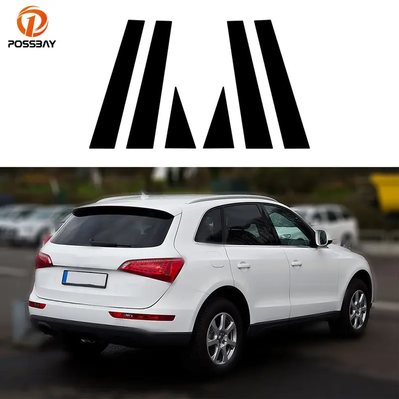 Possbay Car Pillar Posts Door Window Trim Cover Kits for Audi Q5 8R 2009 2010-2012 2013 2014 2015 2016 2017 BC Column Sticker