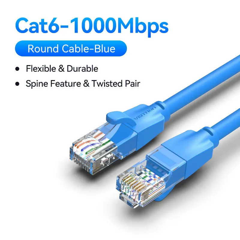 Vention Cat6 UTP Ethernet-patchkabel 1000 Mbps gouden LAN-kabel voor gaming PS5/Xbox/PC, snelle internet RJ45 Ethernet-kabel