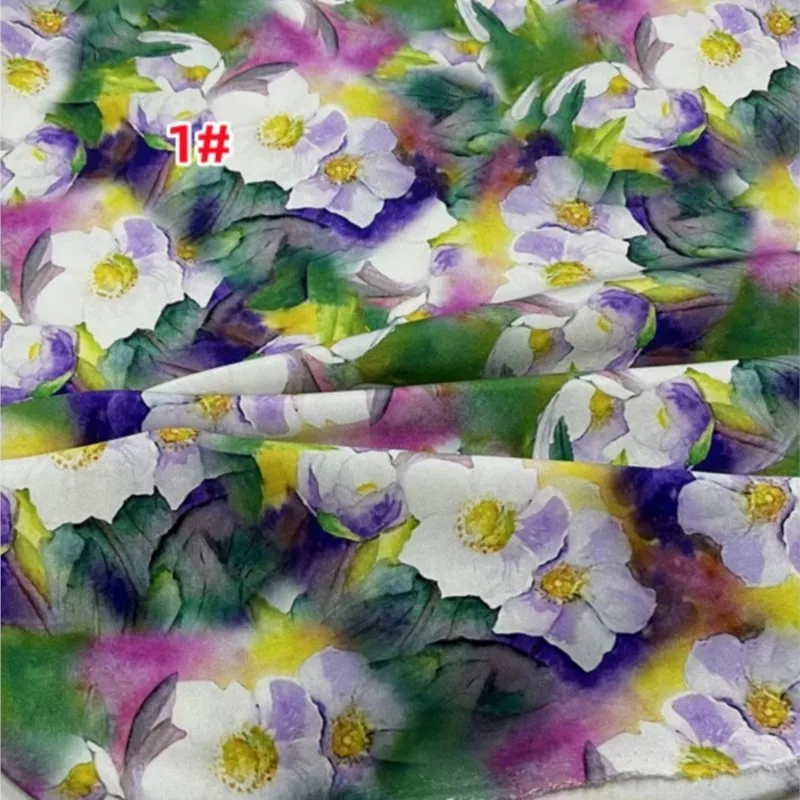 Heavy Crepe Silk Stretch Fabric Matte Printing High Design Floral Cheongsam Dress