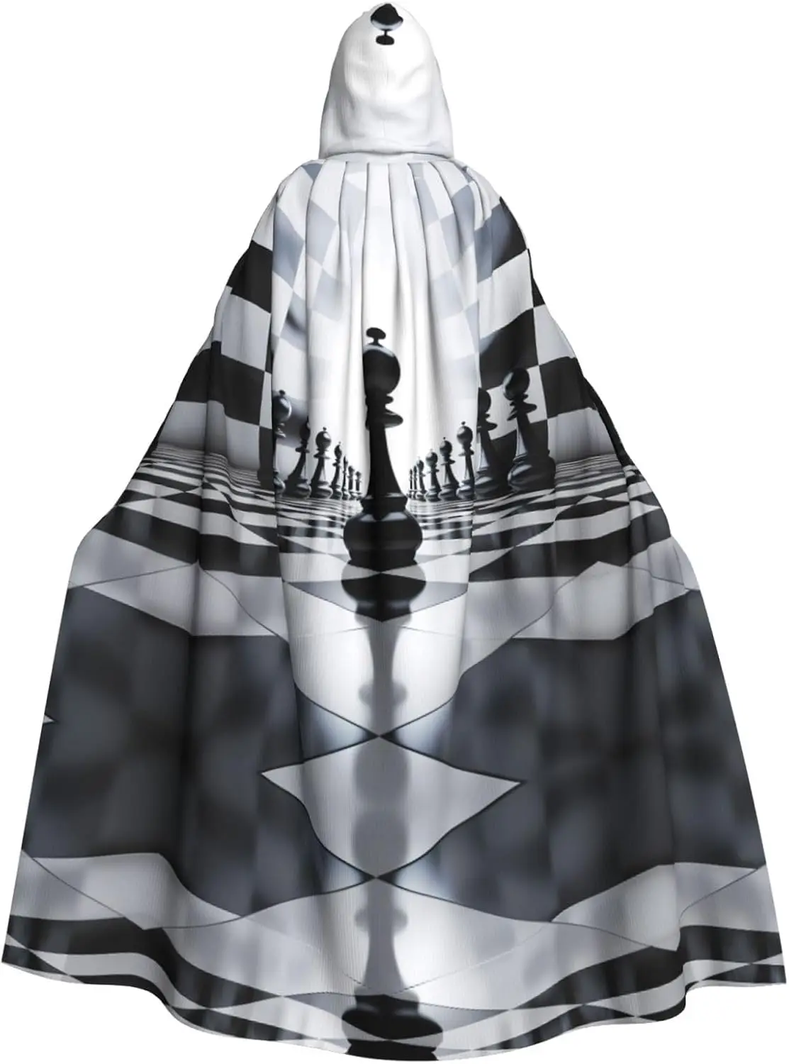 

Черно-белые шахматные шахматные принты, накидка с капюшоном для взрослых, плащ с капюшоном, подходит для Хэллоуина, костюмов для косплея, рождественских вечеринок