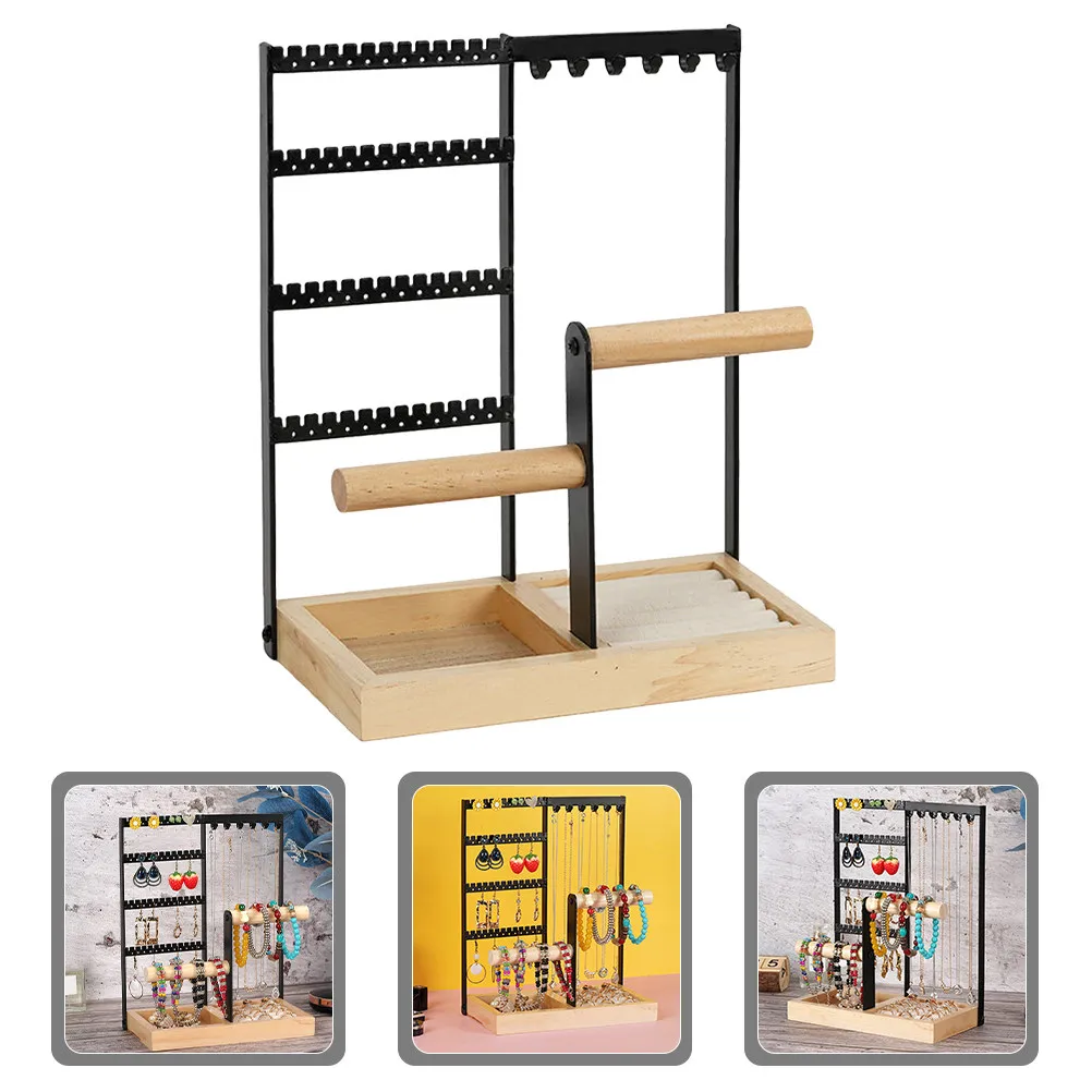 

Подставка для украшений с 3-ярусным органайзером для хранения ожерелий, браслетов, колец, сережек, настольный держатель для ювелирных изделий