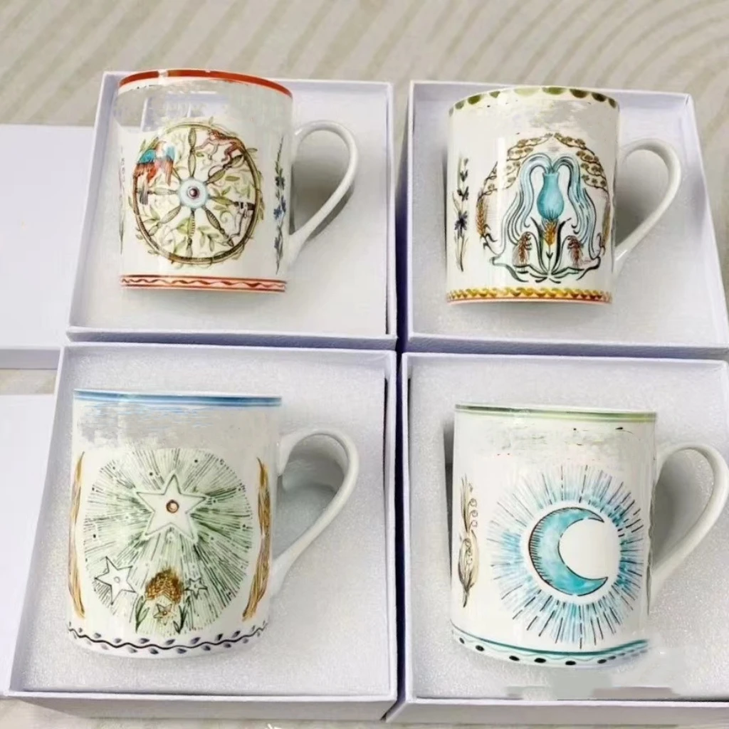 Kaffeetasse Tasse Vatertagsgeschenke Retro Bone China Tasse Frühstück Müsli Tasse Haushalt Kreative Sonne Serie Teetasse Geschenktasse