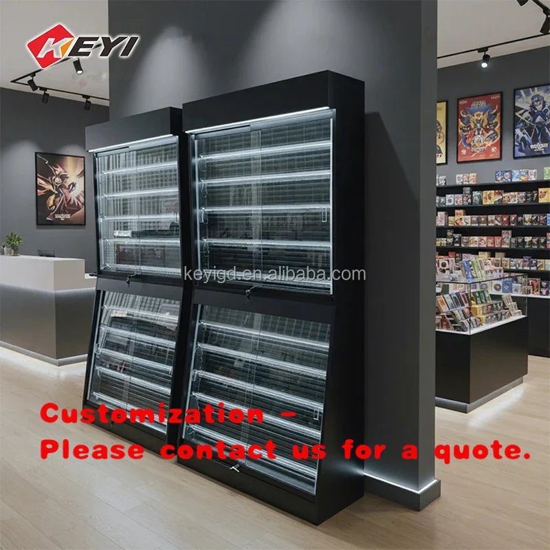 custom.Custom Floor Metal Stand BGS Trading Card Display Adjustable Shelves Graded Card Display Rack Games Shop