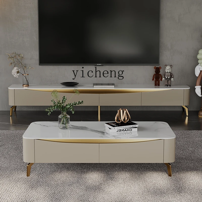 

XL minimalist light luxury rock slab coffee table household high-end tea table TV cabinet combination
