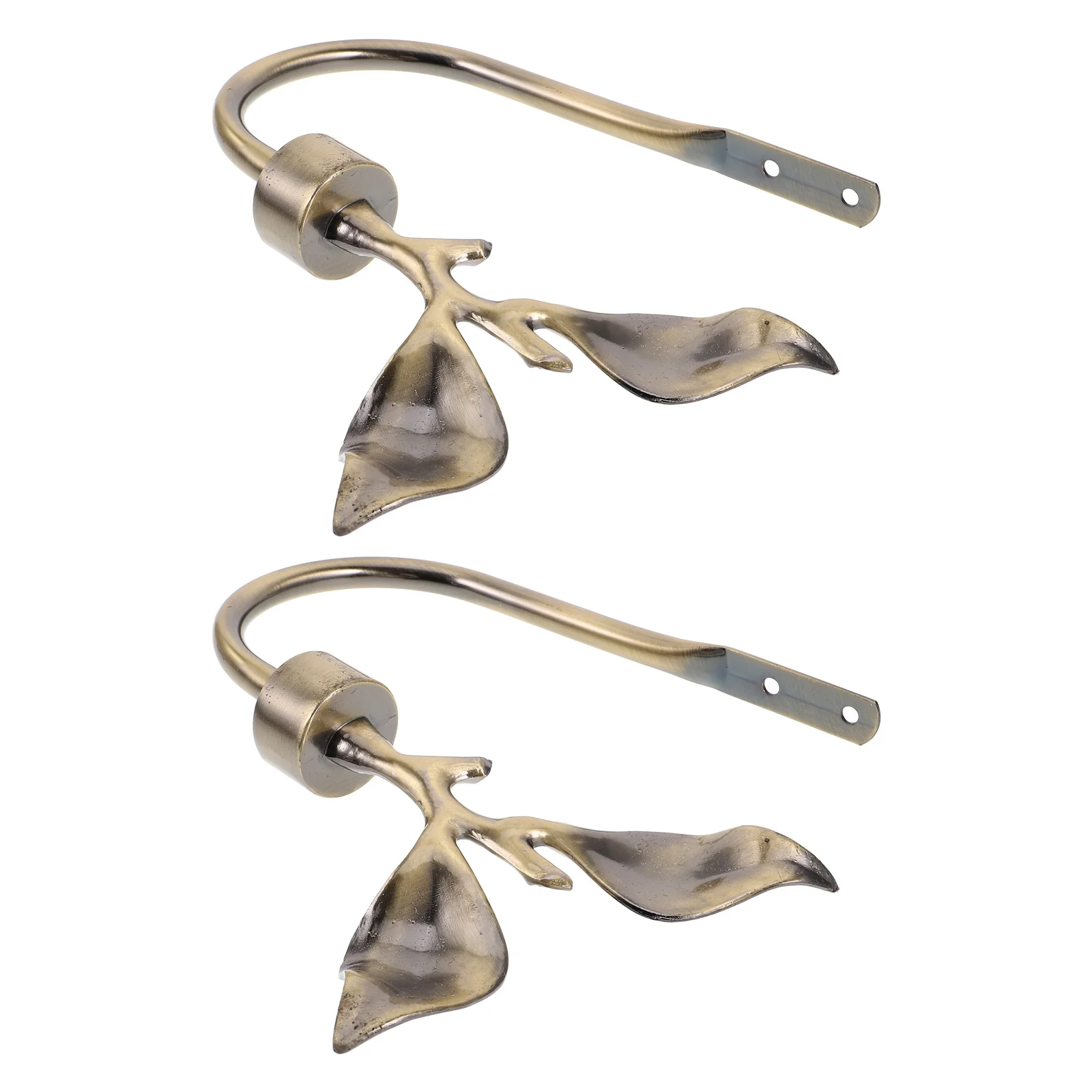 

2Pcs Leaf Shaped Window Curtain Holdbacks Metal Wall Mounted Tieback Hooks Brass Curtain Holders for Drapes Home