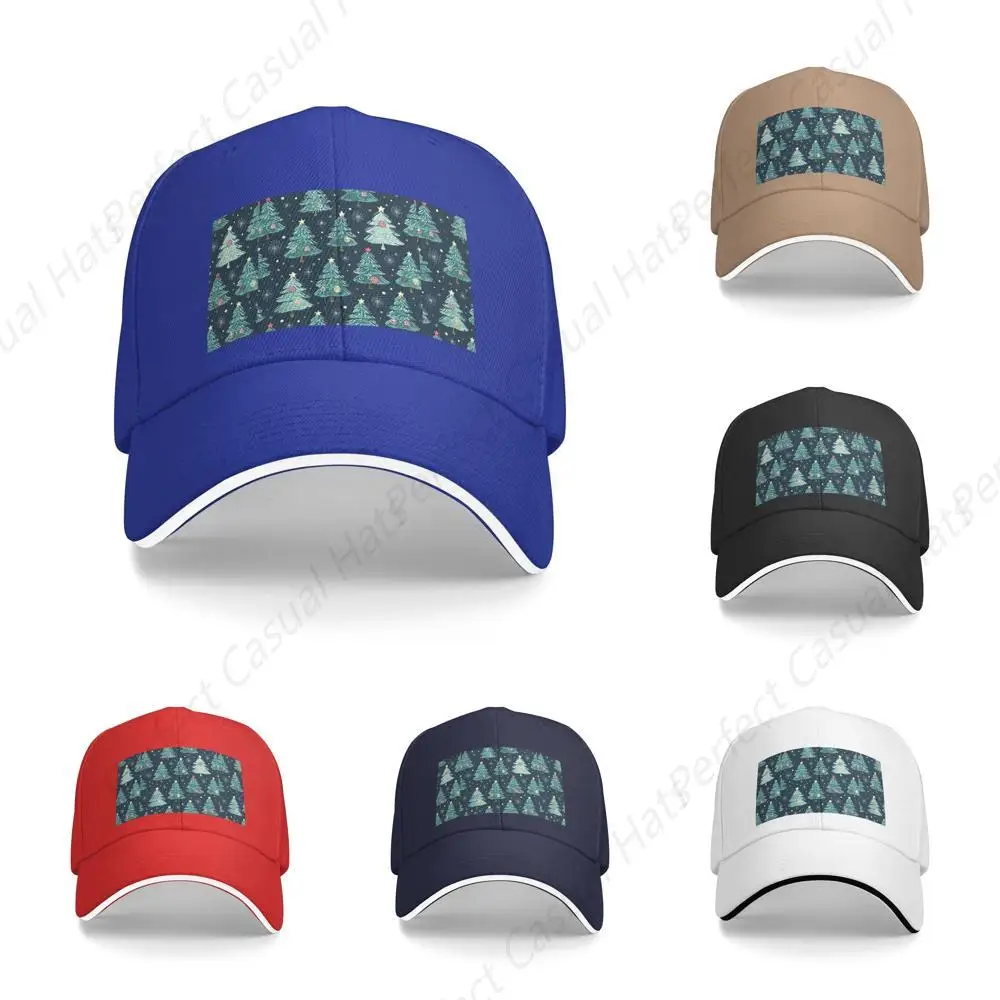 

High Quality Xmas Tree Ball Stars Printing Sandwich Caps Peaked Caps Trucker Hat Men Women Outdoor Sport Travel Sun Visor