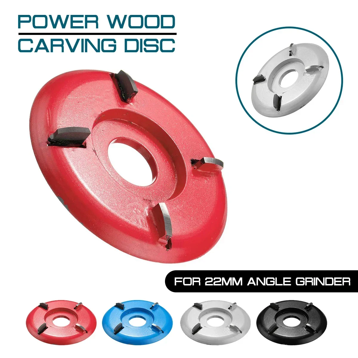 For 22mm Angle Grinder Tool 90mm H22 Power Wood Carving Disc Milling Cutter Four-tooth Arc Woodworking Turbo Plane Disc Grinder