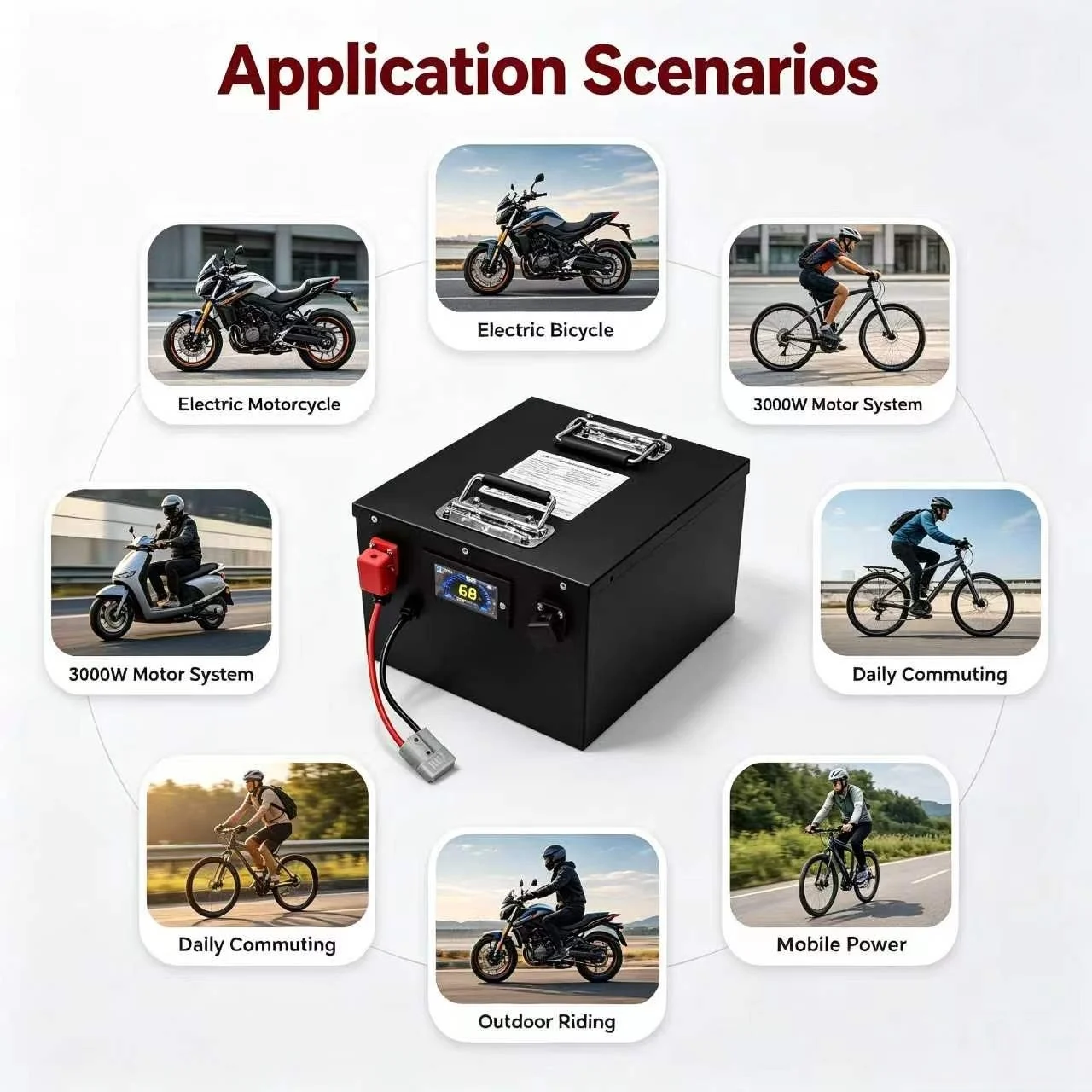 72V 50Ah Li Ion Battery 20Ah 35Ah 40Ah 45Ah 55Ah 65Ah Lithium Ion Battery for 72V 3000W Moteurbicicletas Eléctricas
