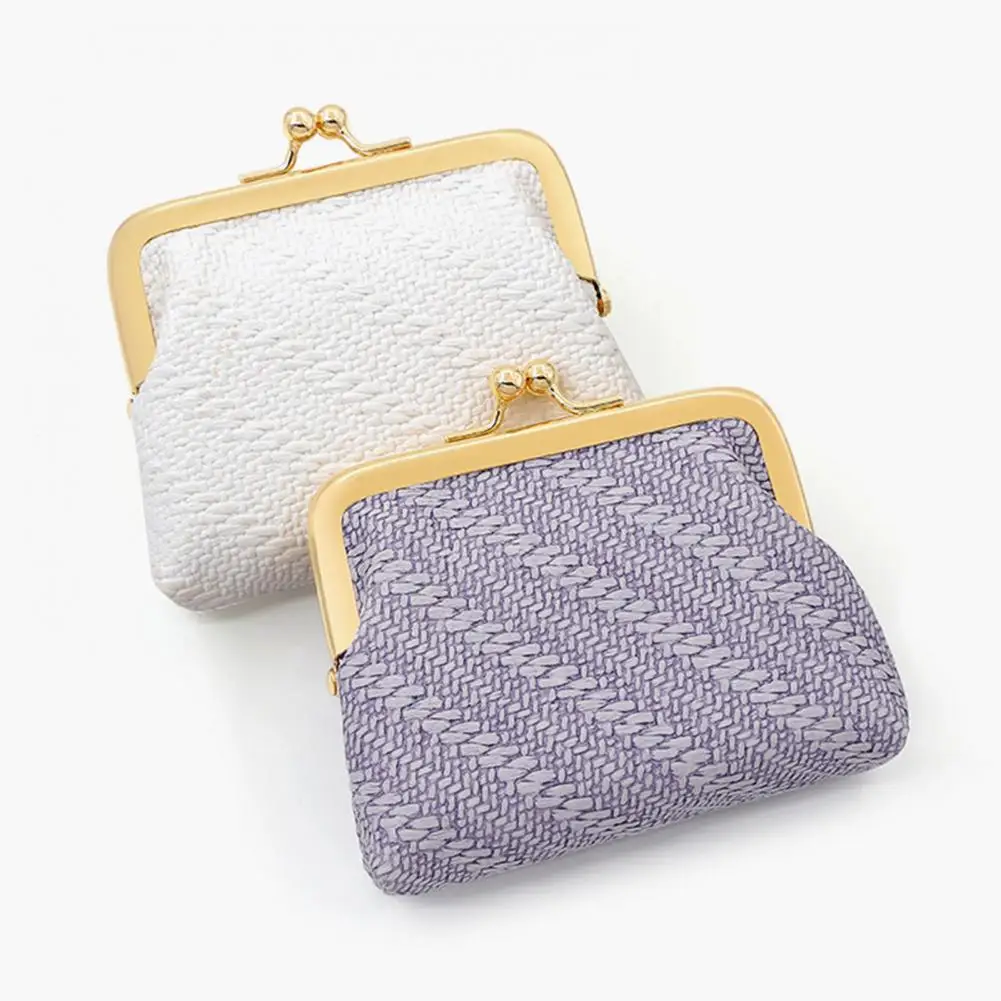 Faux Leather Coin Wallet Mini Portable Coin Purse with Faux Leather Kiss Lock Change Pouch Multi-purpose Storage for Earphones