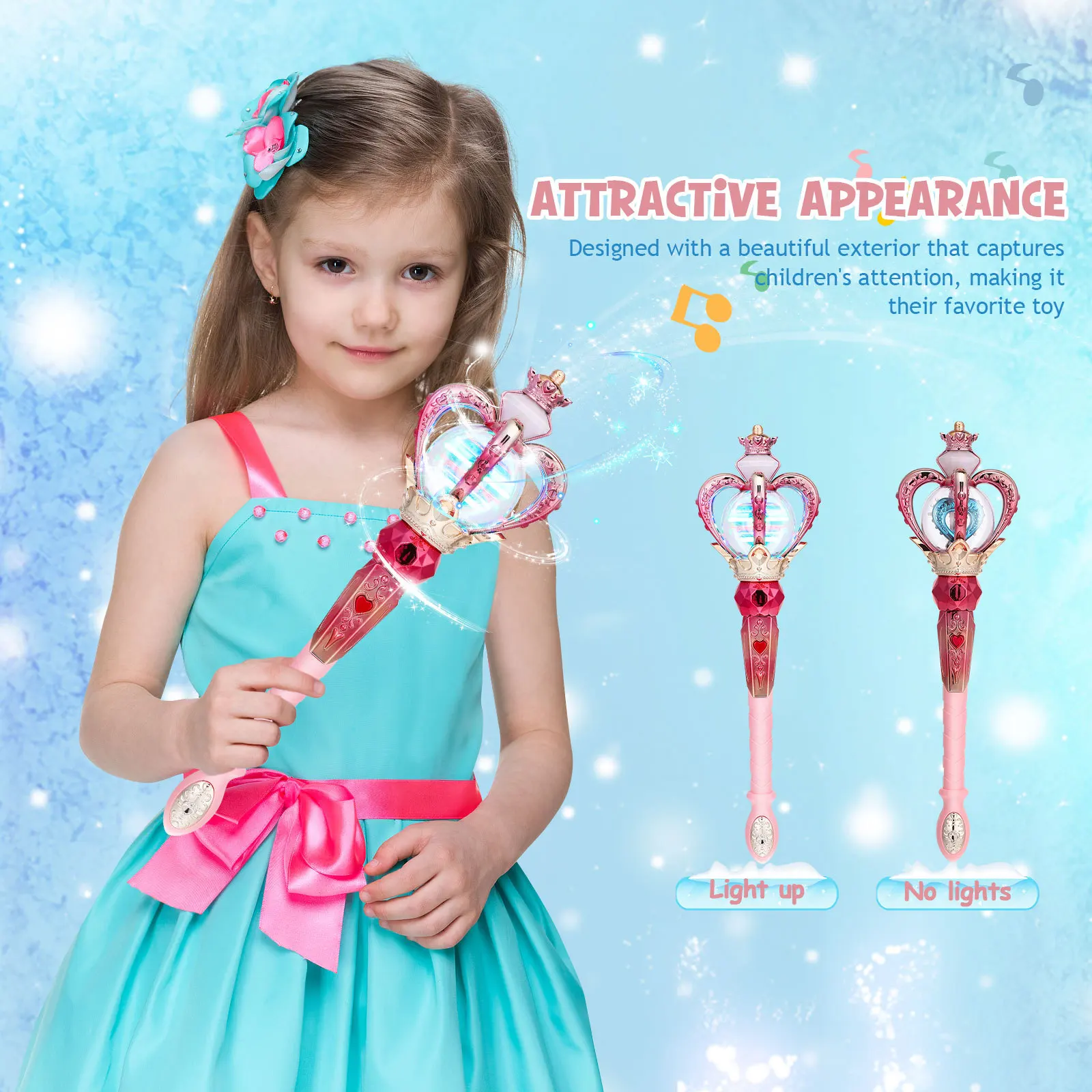 Prinses Wand Roterende Muziek Kinderen Verjaardag Podium Familie Entertainment Fee Plezier Halloween Bubble