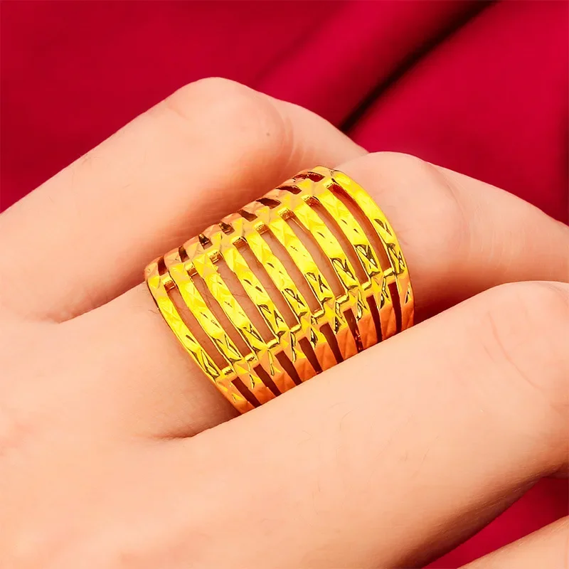 NovaGlod 24K Gold Oversized Open Ring | AU999 Pure Gold, 3D geometric design, wide band for a bold everyday statement