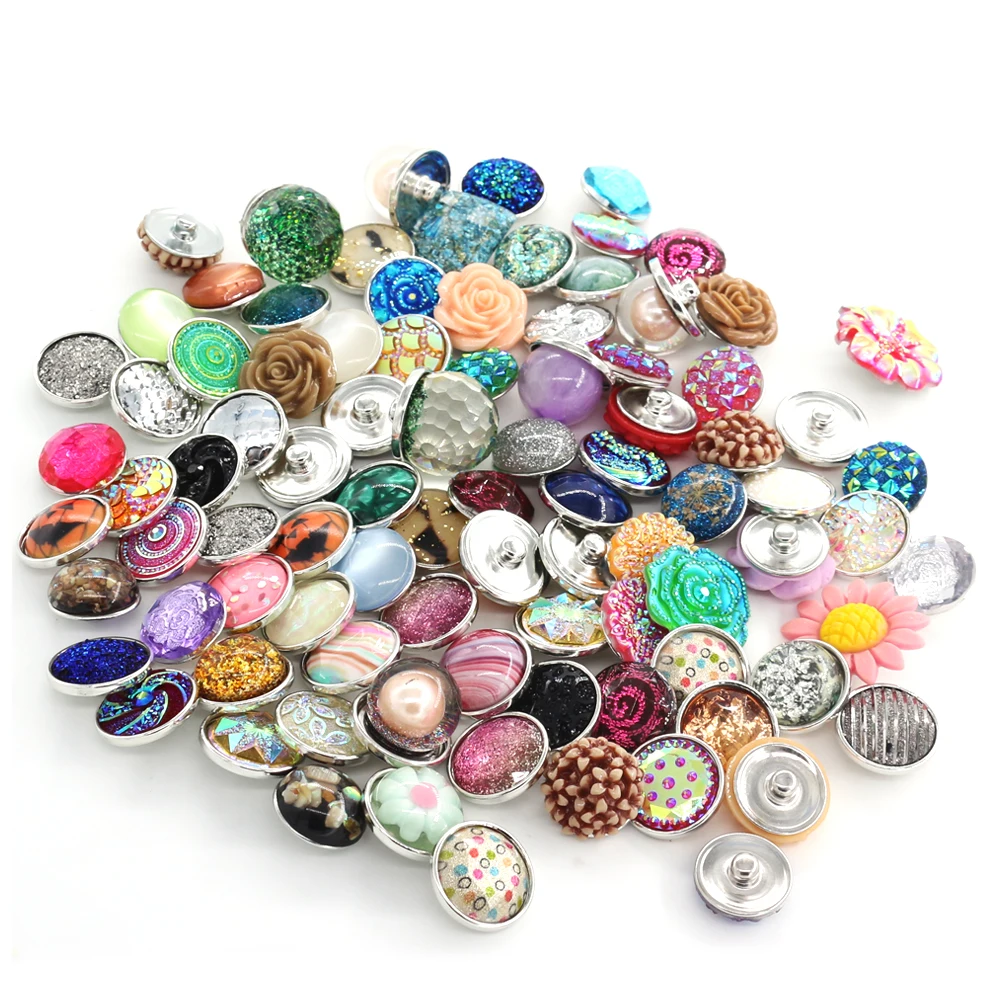 Mixed 18mm Snap Cap Jewelry Charms for Snap Buttons Jewelry Making Women Teens Girls DIY Button Bracelets Necklaces Ring Brooch