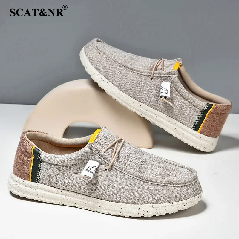 Men casual canvas shoes mens breathable slip on flats male vulcanized shoes driving shoes plus size 48 walking shoe 2025 luxury