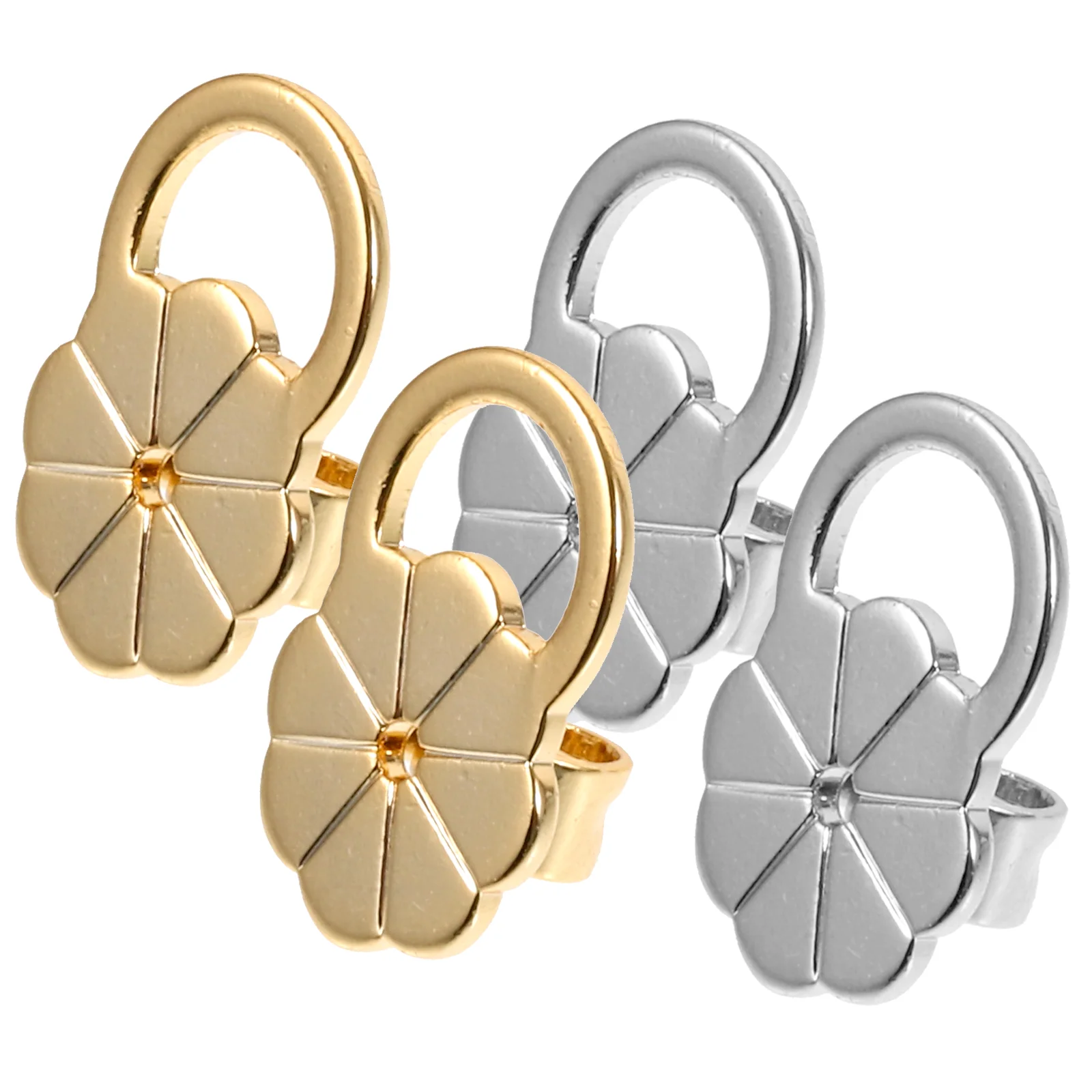 4 Pcs Plum Blossom Ear Plug Atback Earring Backs Secure Stoppers Stud Gold Lock Lift Perforation Miss