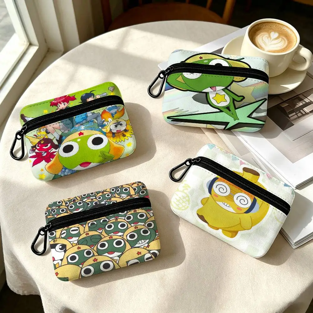 K-Keroro Gunsou Frog Compact  Daily Carry Oxford Fabric Small Coin Purse Multi-use Storage Pouch For Keys Cards Coins