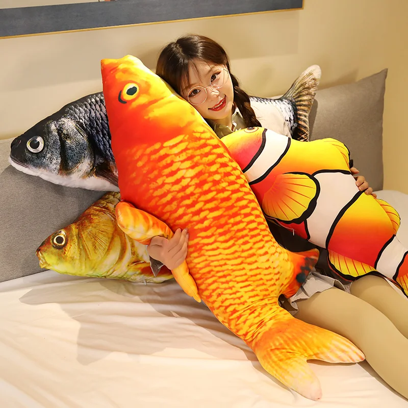 40/60Cm 3D Simulasi Ikan Emas Mainan Mewah Boneka Lembut Hewan Ikan Mas Bantal Mewah Kreatif Bantal Sofa Hadiah untuk Anak-anak