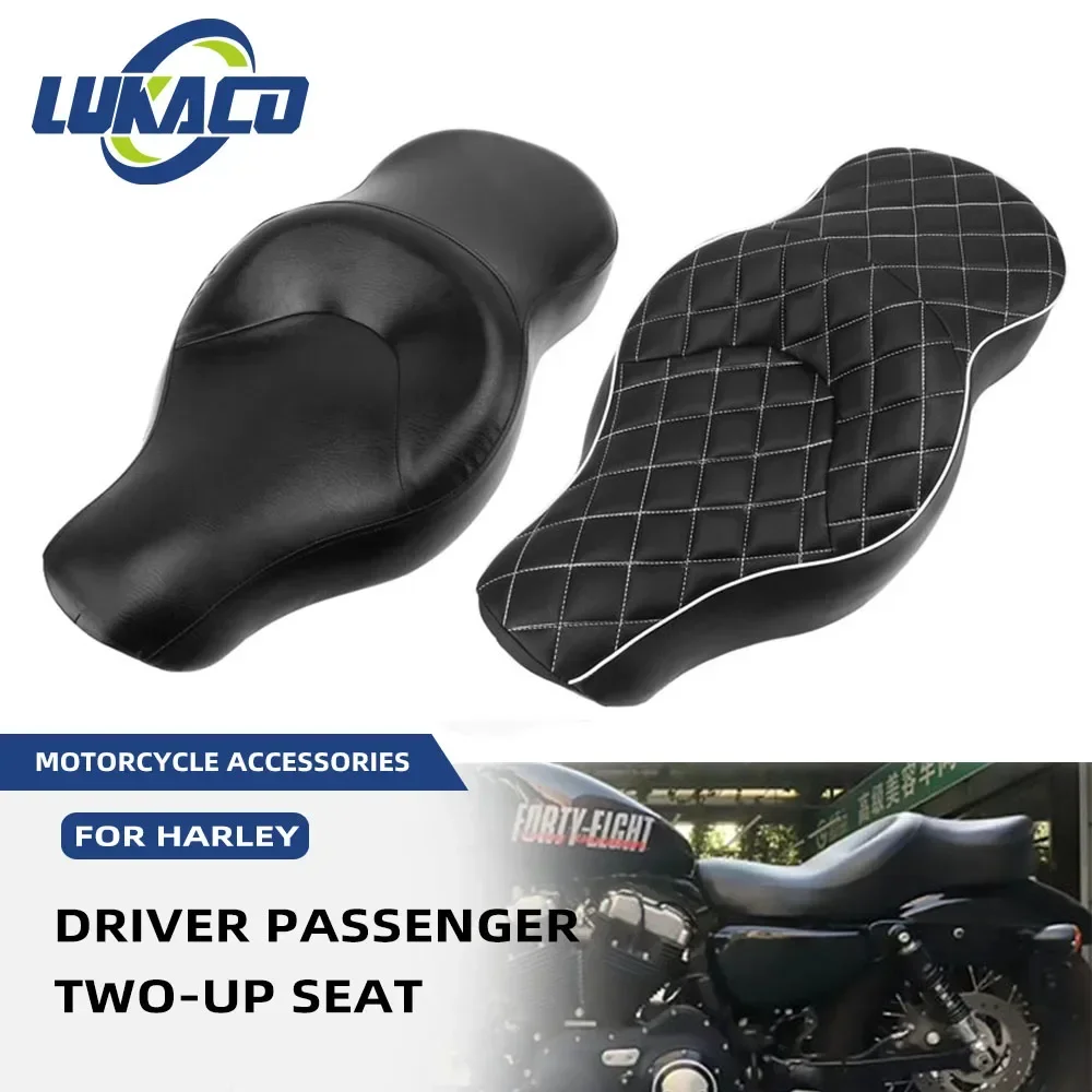 

Custom Thick Motorcycle Black Driver Passenger Two-up Leather Seat Cushions For Harley Sportster XL iron 883 1200 48 2004-2015