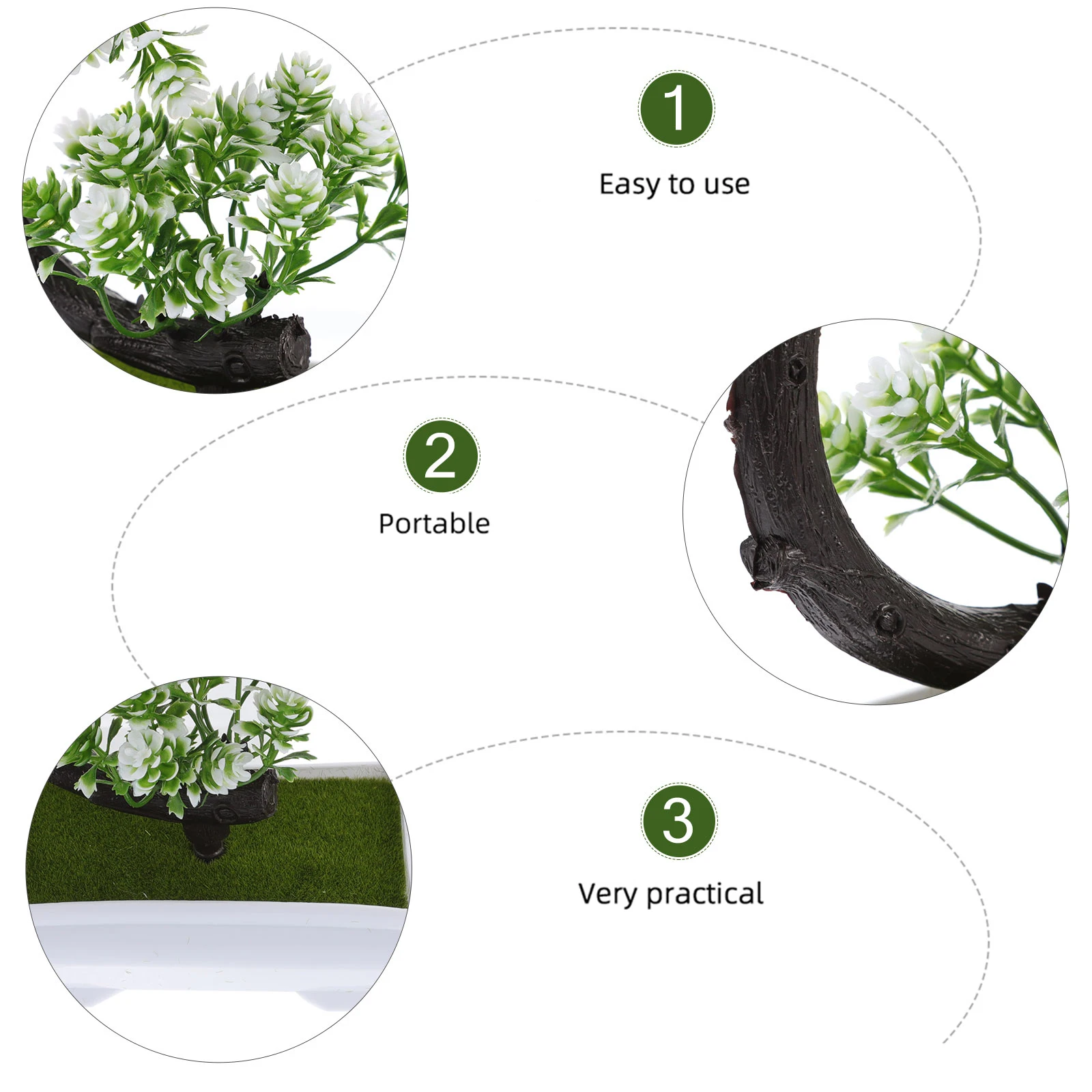 

3pcs Artificial Bonsai Premium Quality Eco Friendly Decorative Plants Simulation nament Home Office School Car Decor Plastic