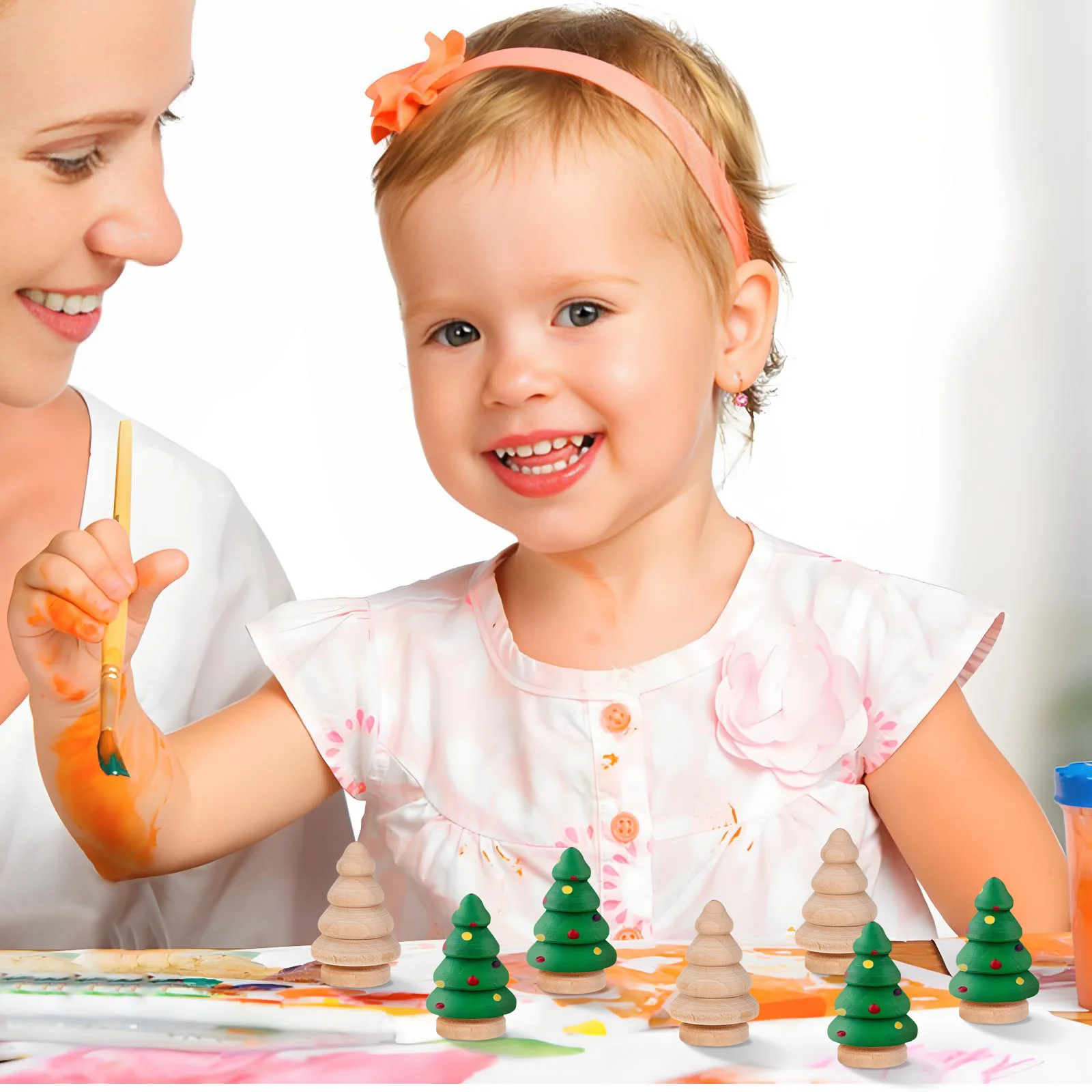 

20 pcs Christmas Tree Wooden Unfinished Diy Peg Craft For Natural Wood Painting Home Decoration Handmade Ornament