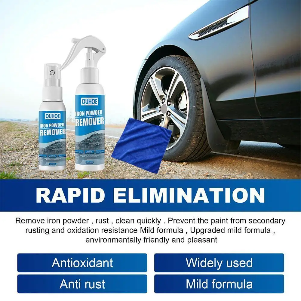 

30/100ml Derusting Spray With Towel Metal Cleaner Cleaning Rust O9R0 Spray Maintenance Powder Iron Remover Car Z9B7