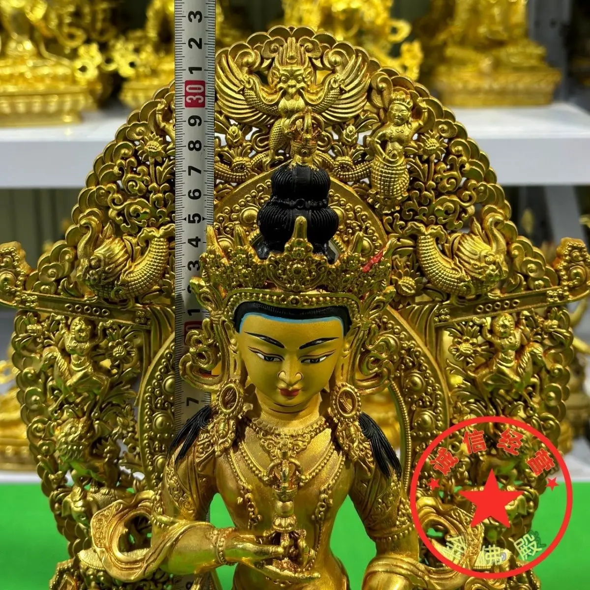 Vajra Buddha Bodhisattva Tibetan 10 inch with backlight pure copper gilt bronze statue Tantra 33cm Buddha statue