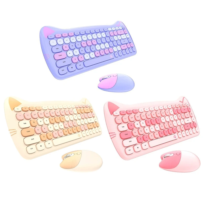 Wireless Mouse Keyboard for Computer Laptop Stylish Mini Portable Keyboard Mouse Combos Quiet Office Lady Gifts