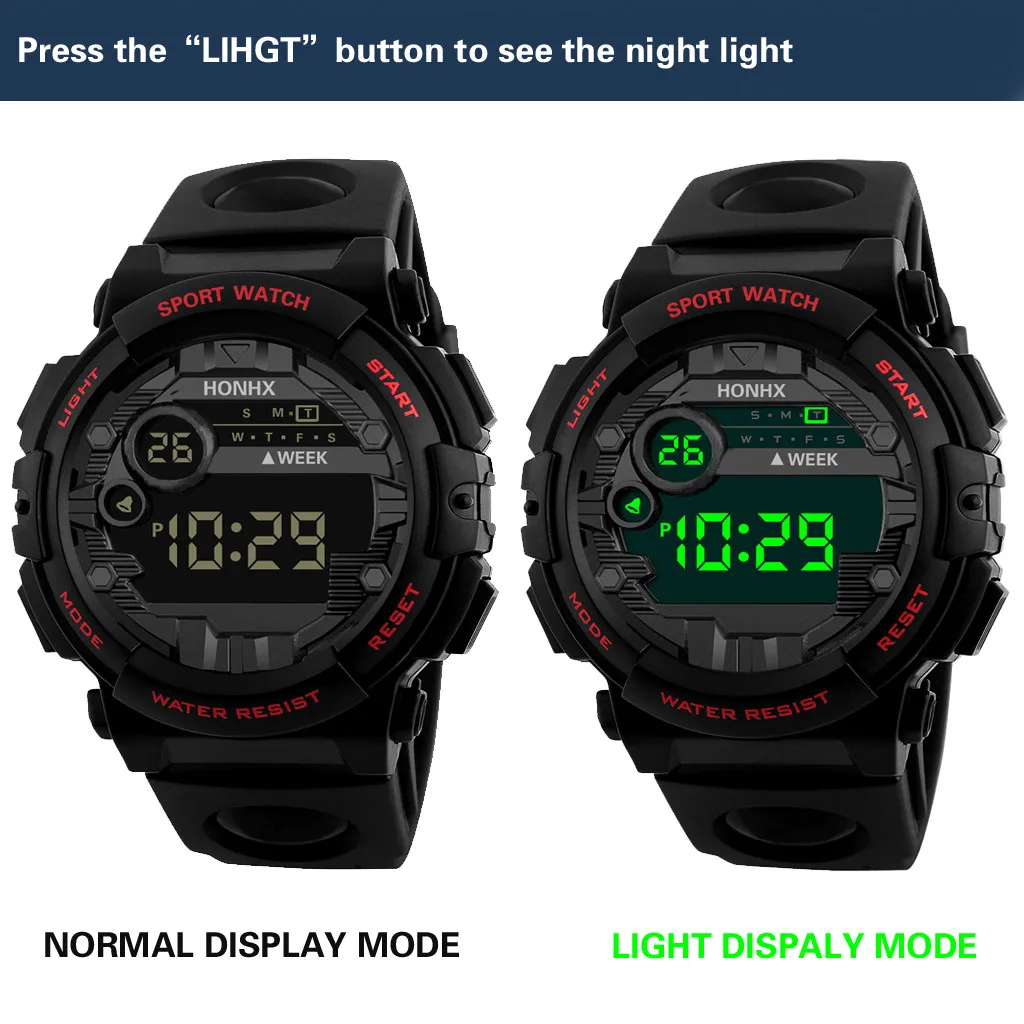 Reloj electrónico deportivo con cuatro botones para Hombre, pulsera Digital Led a la moda para exteriores