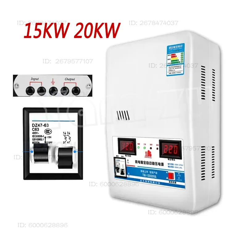 Voltage Stabilizer 20KW Input Voltage 120V-270V Output 220V Appliance Auto Stabilized Power Supply Tool Voltage Regulator