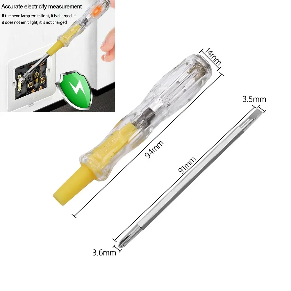 Electrical Testers Tester Pen LED Electric Test Multifunctional Test Pencil Slotted Screwdriver Tester Pen 100-500V 137mm