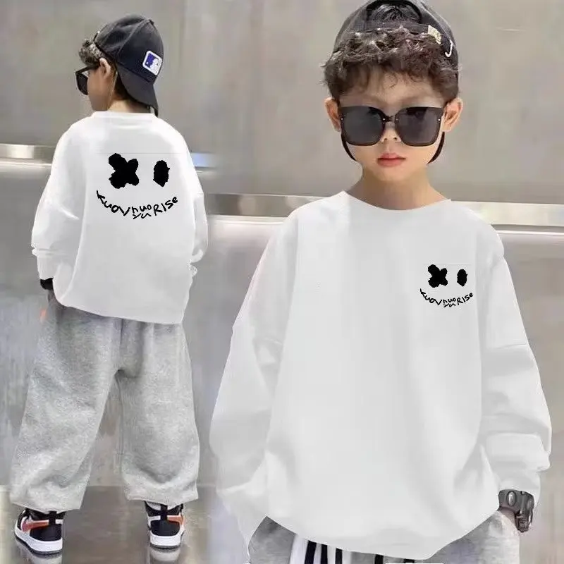 Magas minőségű boys' Gyapot sweatshirts hoodies Ősz stv sleeved Póló Koreai Legújabb divat Imprimé kelme sportswear children's O nyakú felső