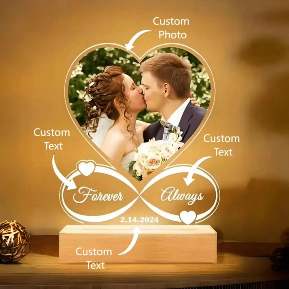 Personalisierte Paargeschenke Acryl-Bilderrahmen Individueller Fotorahmen für Jubiläum Hochzeit Romantisches Andenken-Geschenk