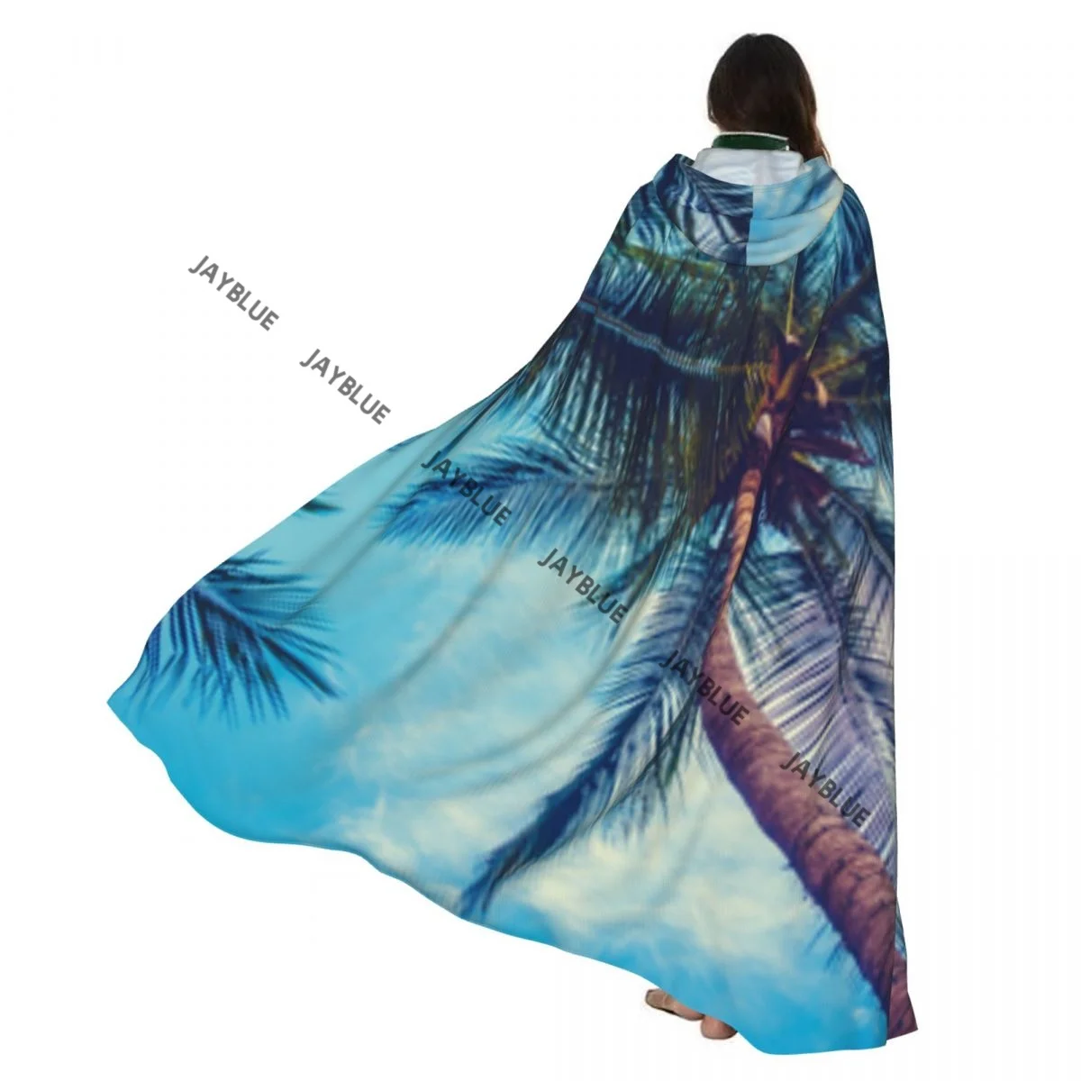 Capa con capucha, capa Unisex con capucha, palmera Tropical en el cielo, capa de fondo, capa de bruja vampiro, disfraz de Cosplay