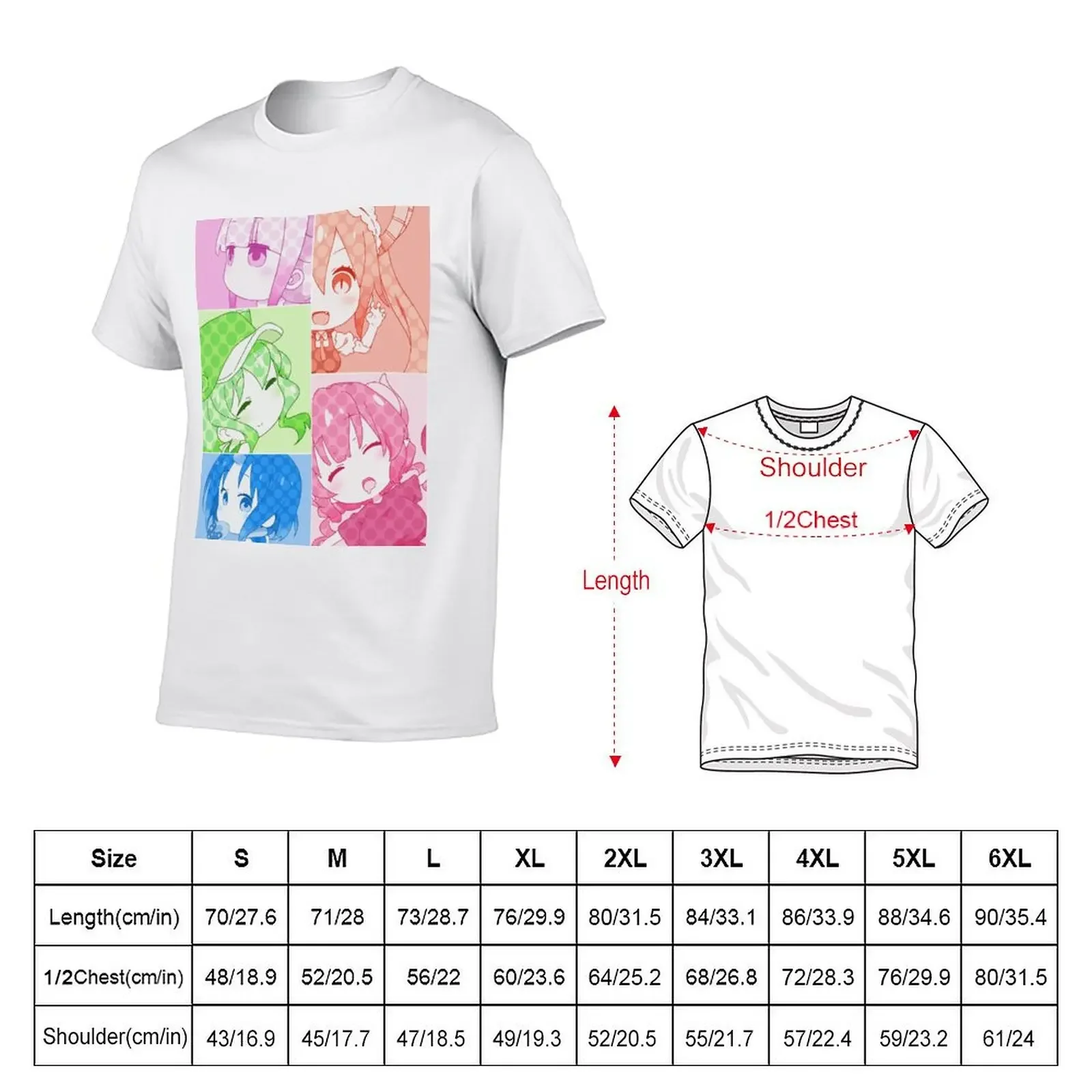 Tohru ilulu Kanna Lucoa Elma Dragon Maid Comic Style T-Shirt customizeds anime clothes men clothes